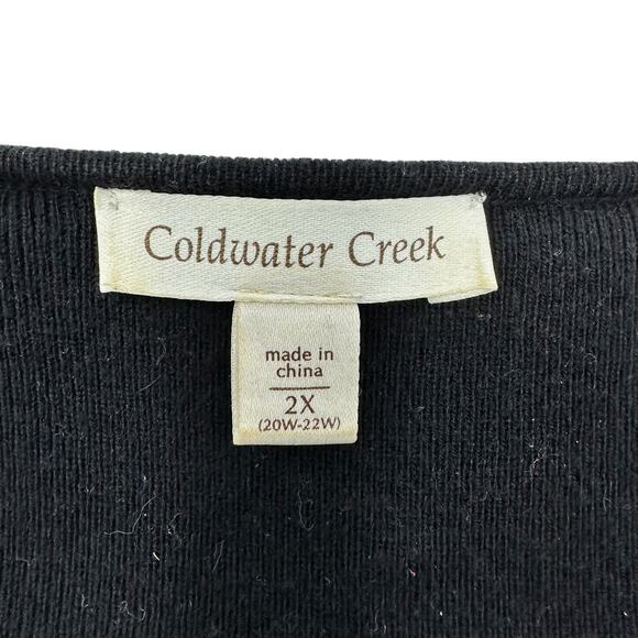 Coldwater Creek Knit Pullover Wool Cashmere Sweater 2X Black Whimsigoth Western - Picture 9 of 12